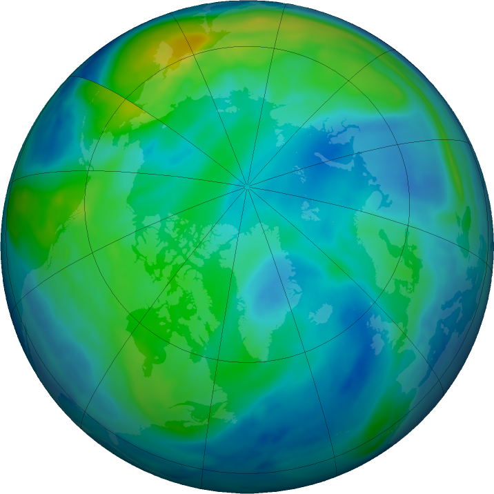 Arctic ozone map for 25 October 2016